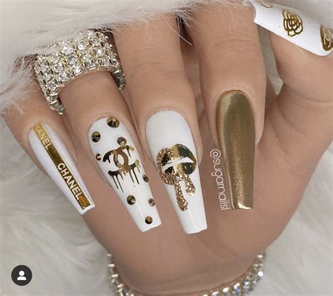 bling chanel acrylic nails|acrylic nail designs for women.